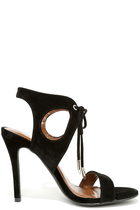 black lace up heels size 4