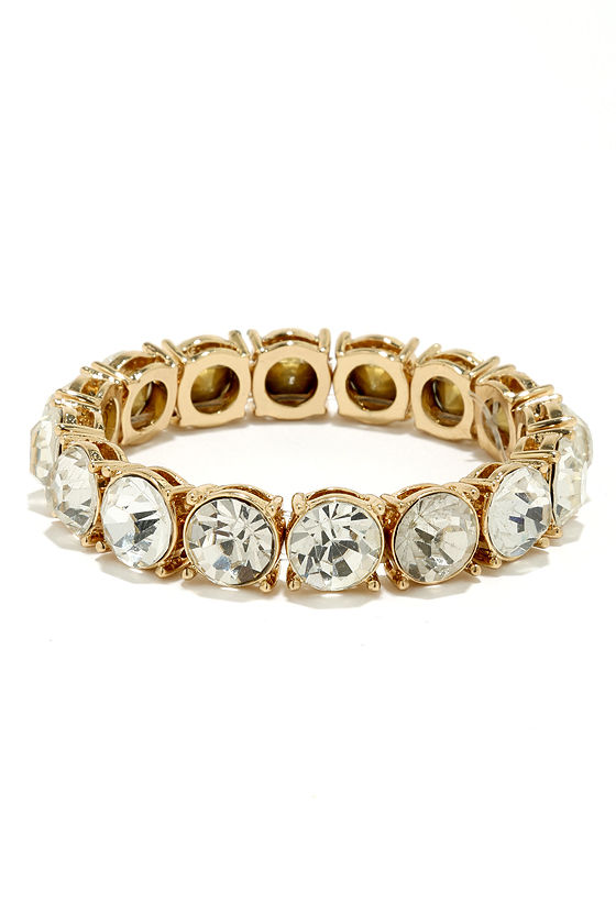 Pretty Gold Bracelet Rhinestone Bracelet Stretch Bracelet 14.00
