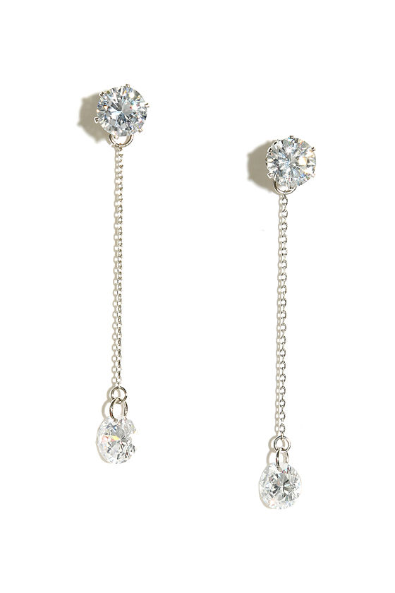 Rhinestone Earrings - Stud Earrings - Silver Earrings - $12.00 - Lulus