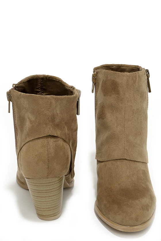 Cute Ankle Boots - High Heel Booties - Taupe Boots - $41.00