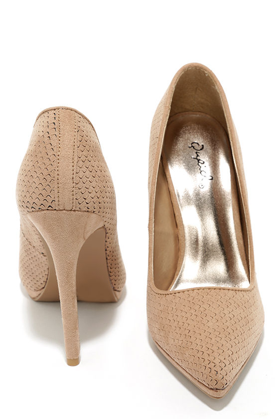 taupe pointed heels