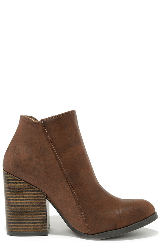 Cute High Heel Booties Ankle Boots Brown Boots 41.00