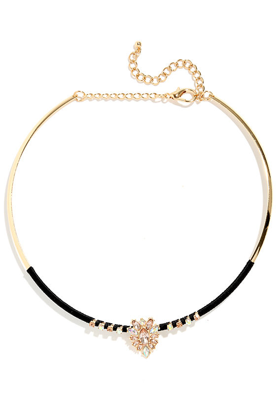 Surprise and Delight Gold and Pink Collar Necklace