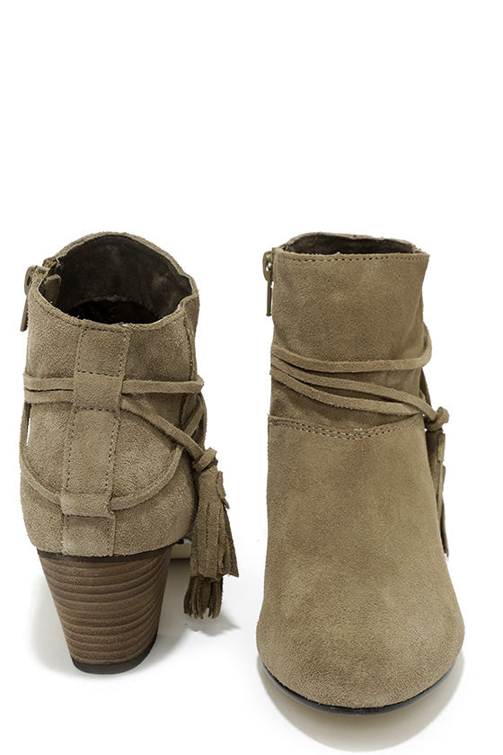 Cute Taupe Booties - Suede Booties - Leather Booties - $99.00