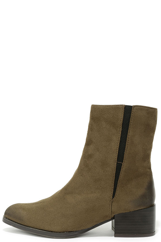 Cute Khaki Boots - Mid-Calf Boots - Ankle Boots - Chelsea Boots - $40. ...