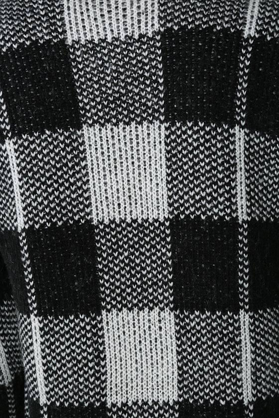 BB Dakota Jalen - Black and White Sweater - Plaid Sweater - Plaid ...