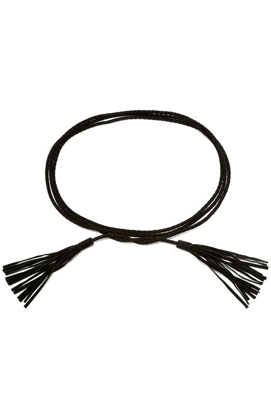 Queen of Olympia Black Braided Wrap Belt