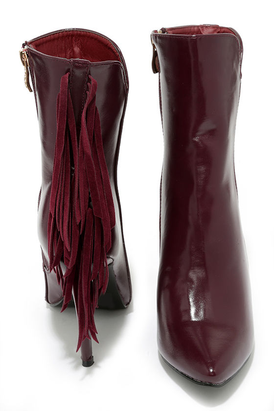 red shiny booties