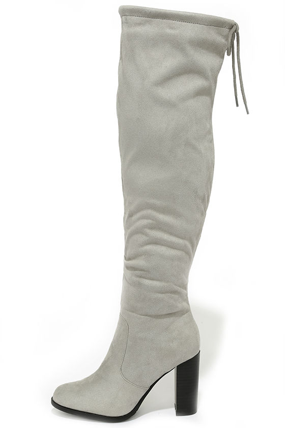 light grey over the knee boots