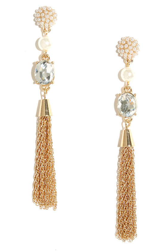 Make Some Magic Gold Pearl Tassel Earrings