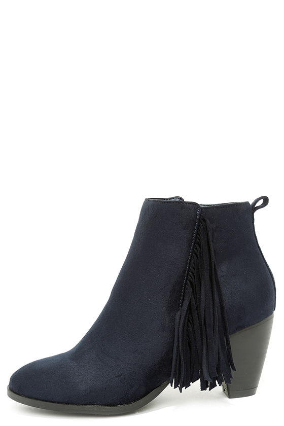 navy suede booties