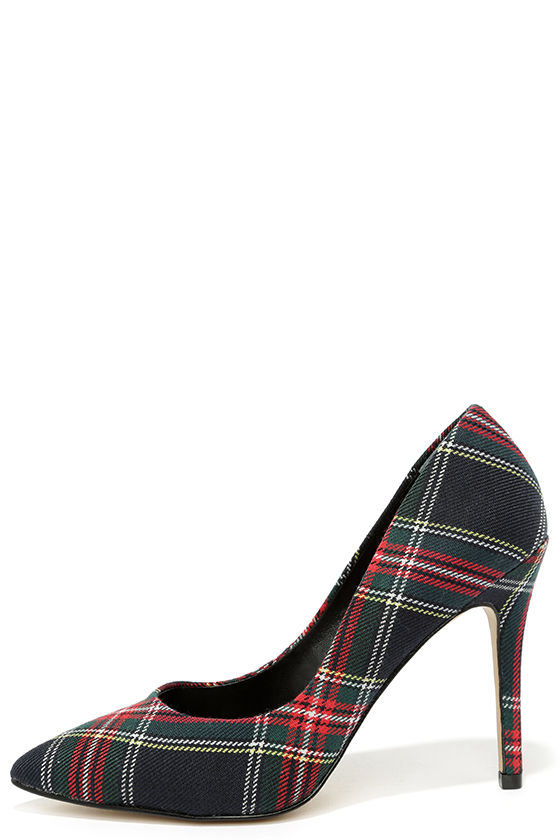 Blue plaid heels deals