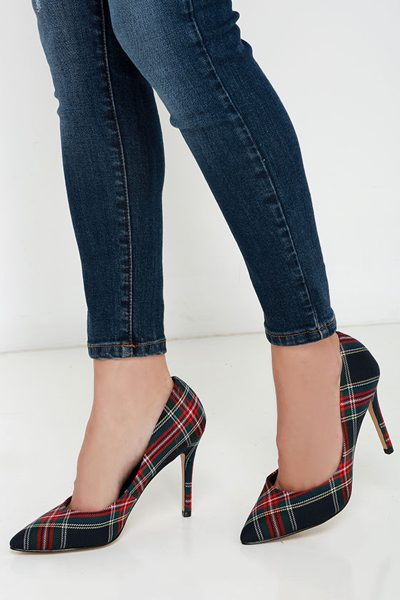 plaid pumps