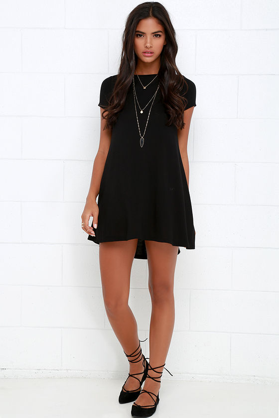 Cute Black Dress - Swing Dress - Open Back Dress - $34.00