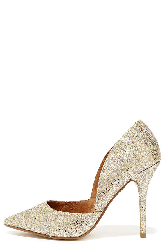 Chinese Laundry Stilo - Gold Pumps - Glitter Heels - D'Orsay Pumps ...