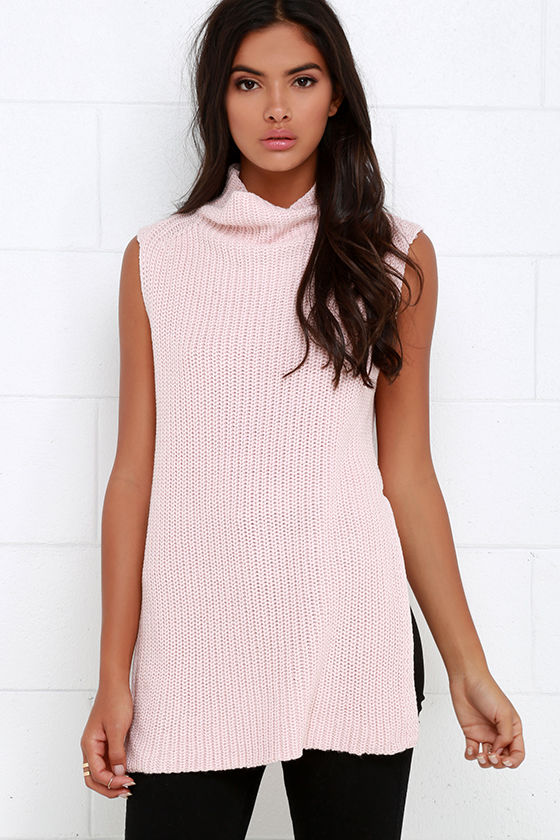 pink sleeveless sweater