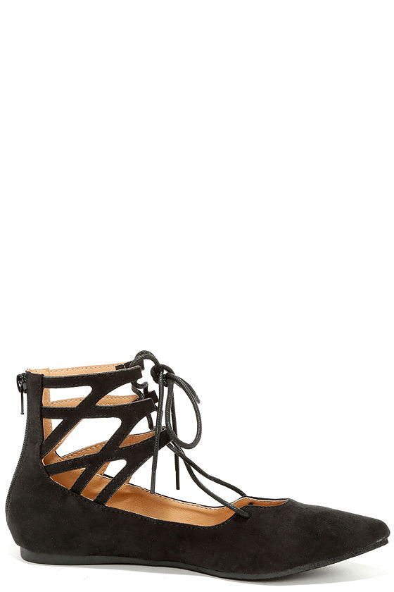 black flats lace up