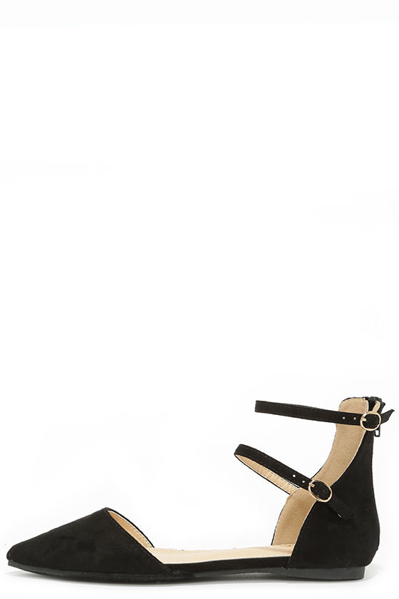 black and white ankle strap flats