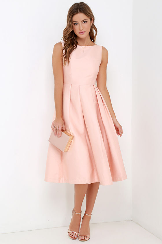 Blush Dress Midi Dress FitandFlare Dress 195.00