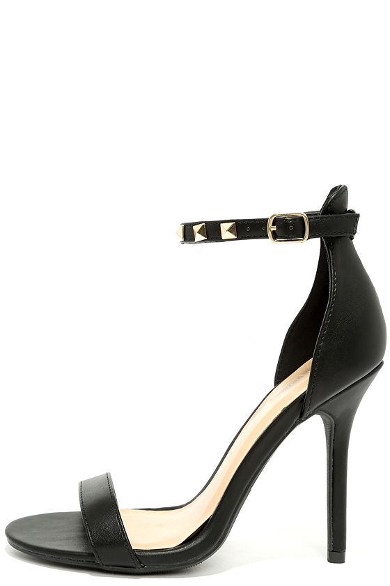 black short heels with ankle strap