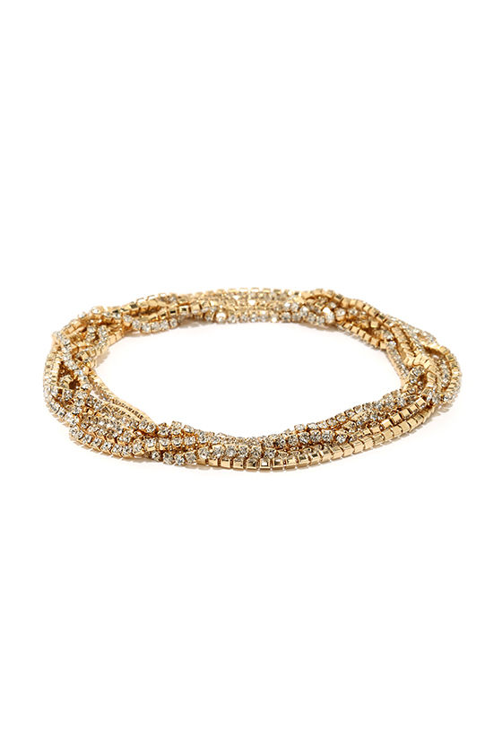 Pretty Rhinestone Bracelet Wrap Bracelet Gold Bracelet 14.00 Lulus