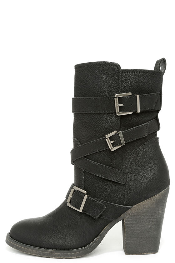 Cute Black Boots - Buckled Boots - Mid-Calf Boots - $79.00 - Lulus