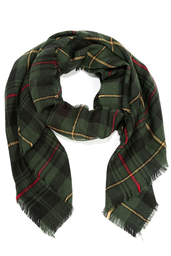 green and black checkered scarf
