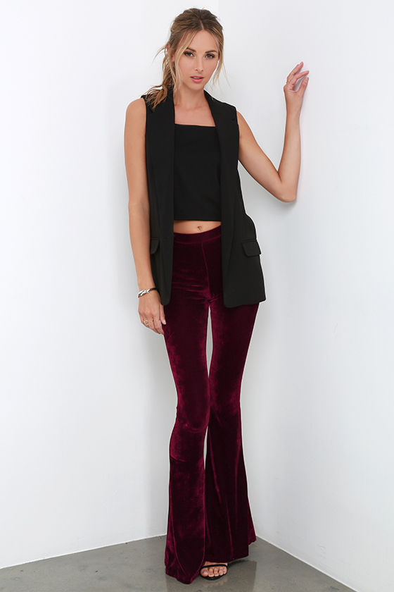 velvet maroon pants