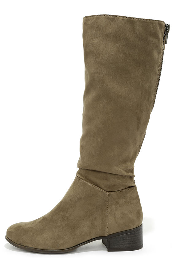 taupe knee high boots no heel