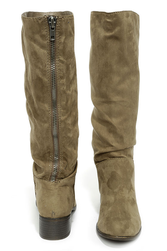 taupe knee high boots flat