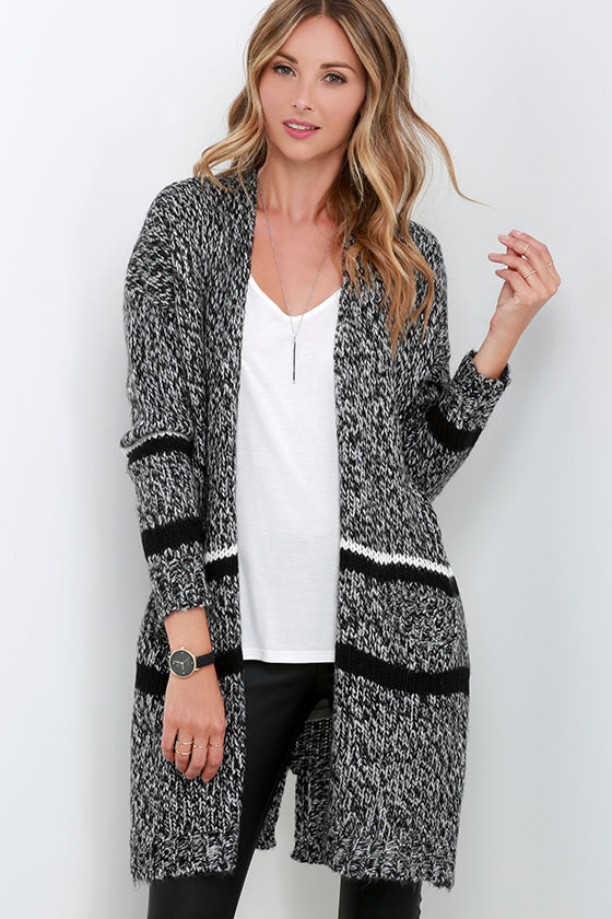 Cute Black and Ivory Sweater - Black and Ivory Cardigan - Marl Cardigan ...