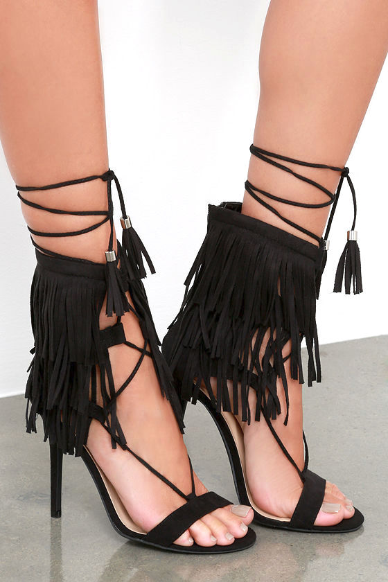 fringe high heels