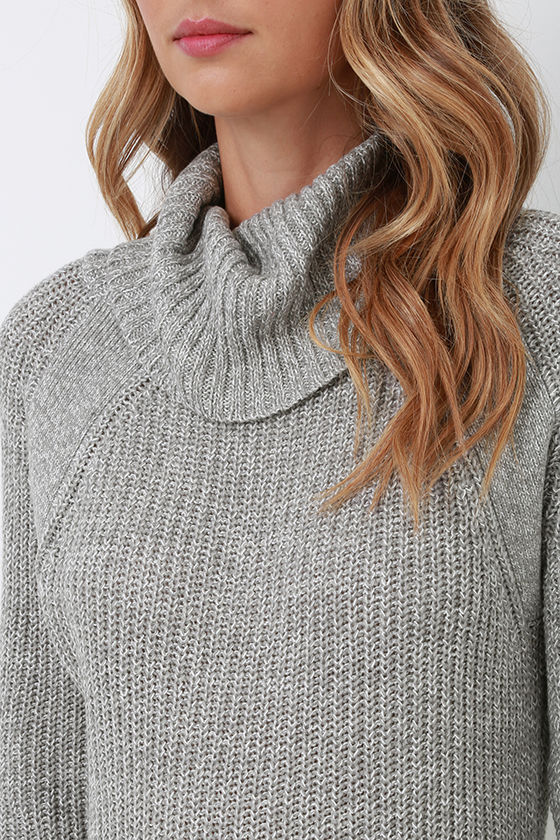 Cute Grey Sweater - Long Sleeve Sweater- Cowl Neck Sweater - $59.00