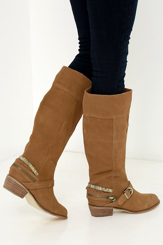 over the knee camel suede boots