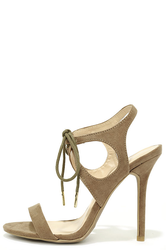 taupe lace up heels