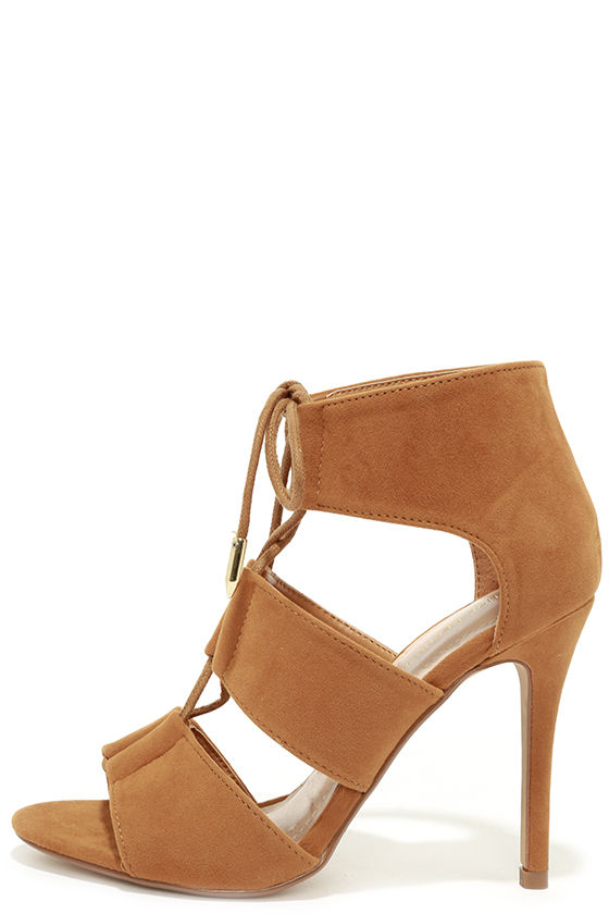 Cute Brown Heels LaceUp Heels Caged Heels 36.00 Lulus
