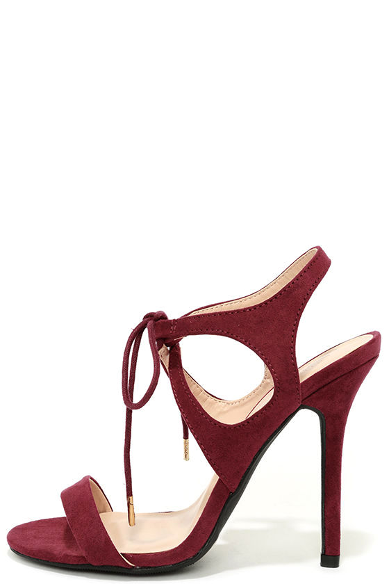 Chic Wine Red Heels LaceUp Heels Single Sole Heels 24.00 Lulus