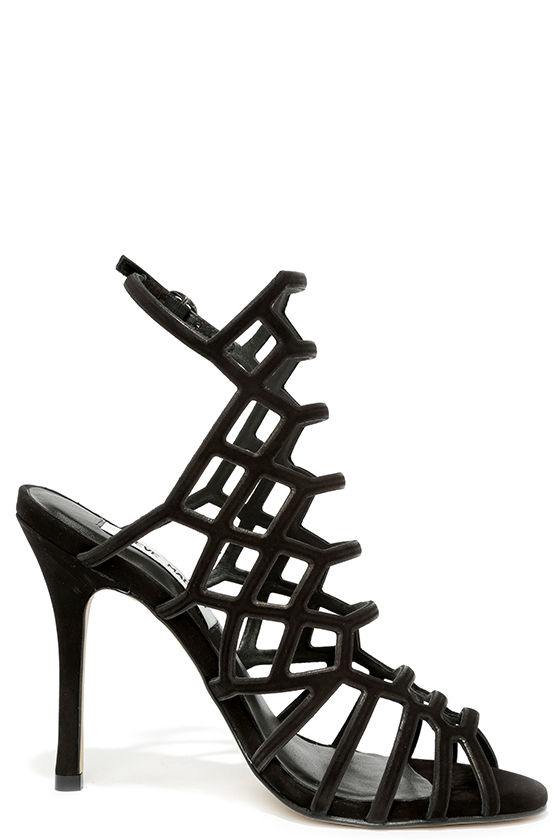 Steve Madden Slithur - Black Caged Heels - Leather Heels - $109.00