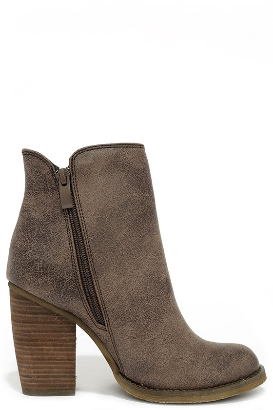 taupe booties high heel