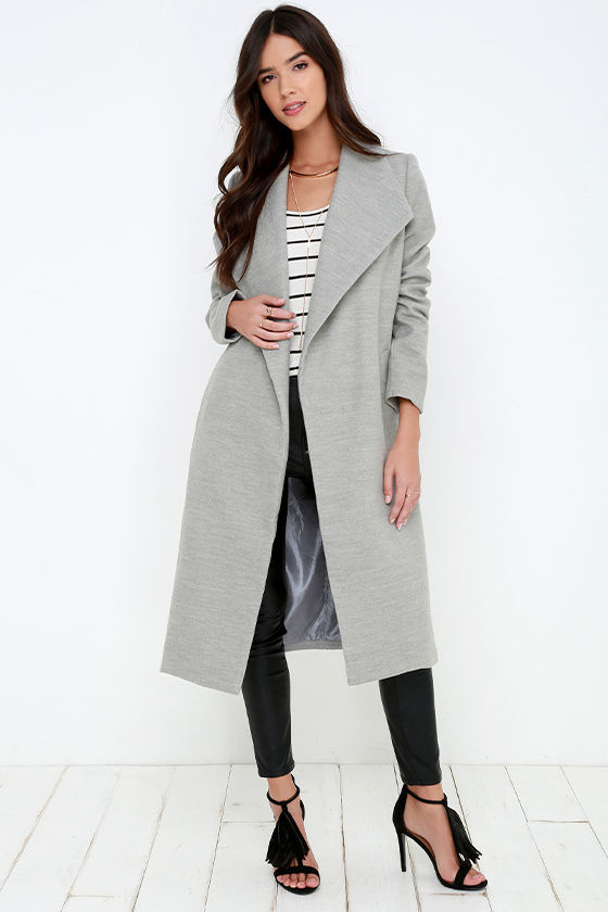 Chic Grey Coat - Felted Coat - Long Jacket - $89.00 - Lulus