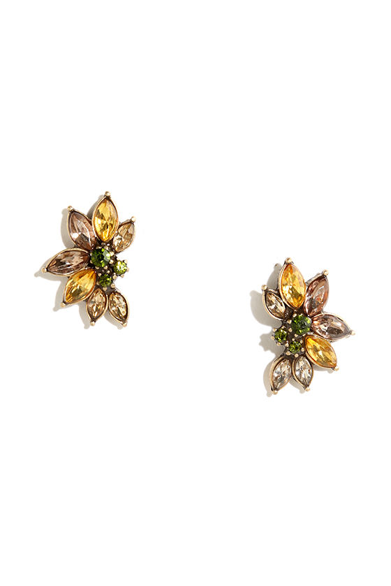 yellow rhinestone earrings
