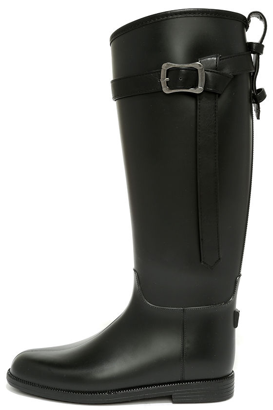 tall black rain boots