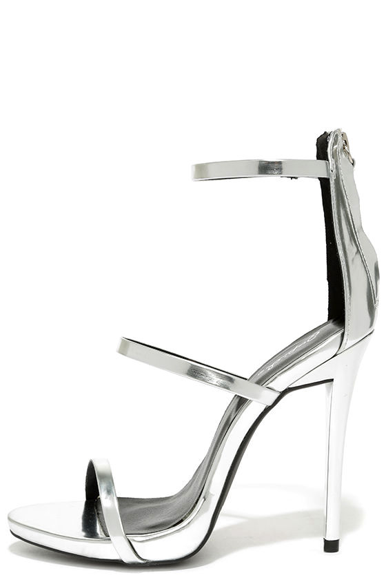 silver stiletto sandals