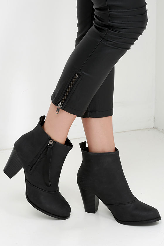 Cute Black Booties - High Heel Booties - Ankle Boots - $39.00