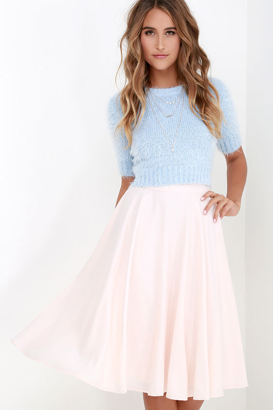 Chic Pale Blush Skirt - Midi Skirt - High-Waisted Skirt - $41.00 - Lulus