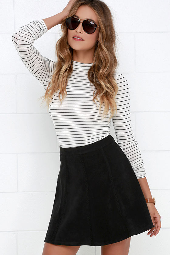 Wrangle the Wind Black Suede Skirt