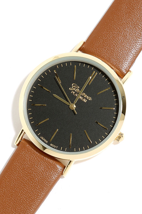 Point in Time Black and Tan Watch