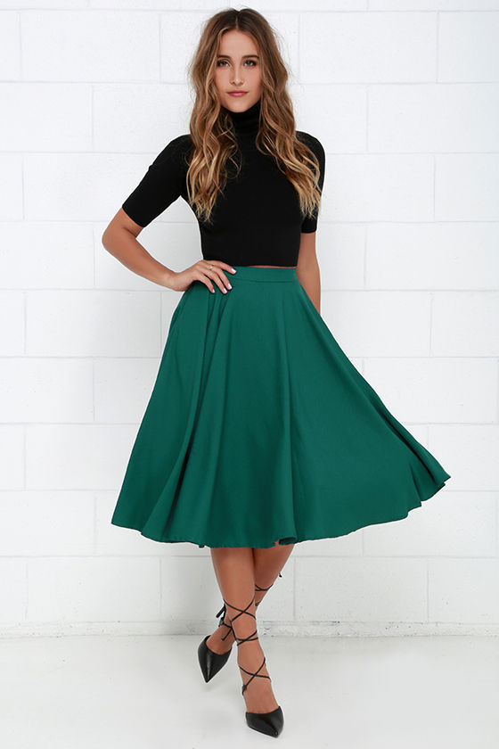 Fine Swoon Dark Teal Midi Skirt