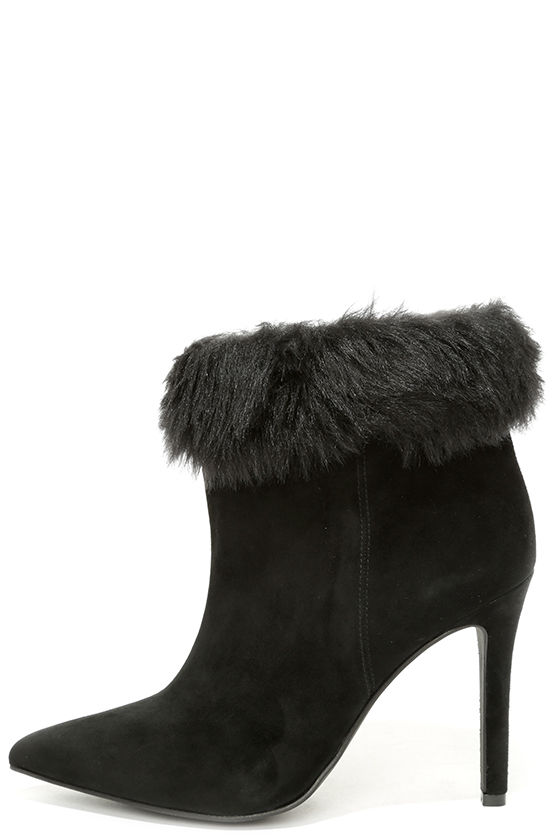 womens black faux fur boots