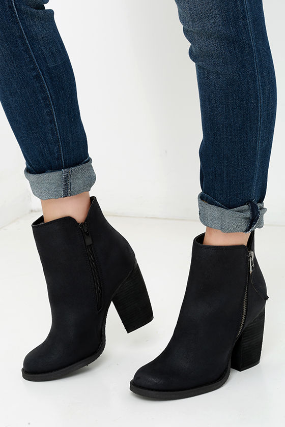 black booties no heel